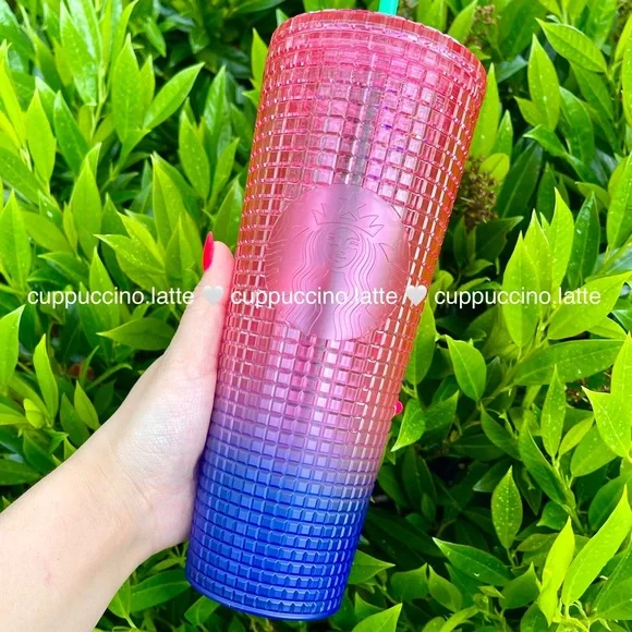 💗2 NEW✨ Starbucks Summer 2 ‘Watermelon’ & ‘Lemon’ Ombre Disco Grid Tumblers - Picture 8 of 15